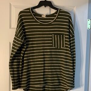 a.n.a Olive and Cream Knit Top